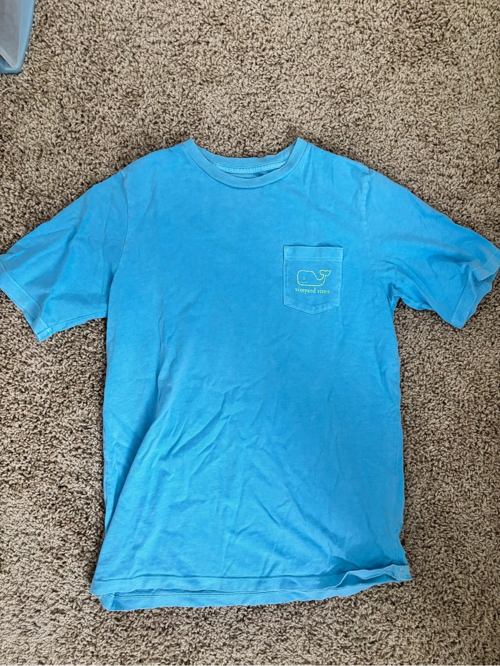 Vineyard Vines Pocket Tee in Bright Blue with Whale Logo